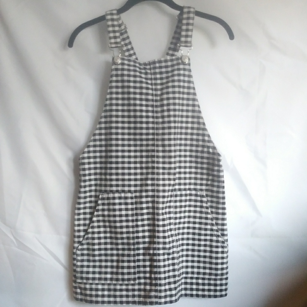 Topshop MOTO Mini-skirt Jumper Black White Plaid